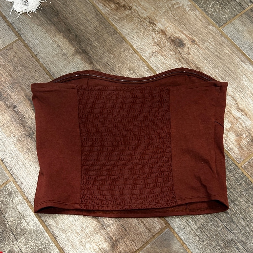 A New Day Strapless Tube Cropped Top Brown Size Medium - Picture 4 of 5